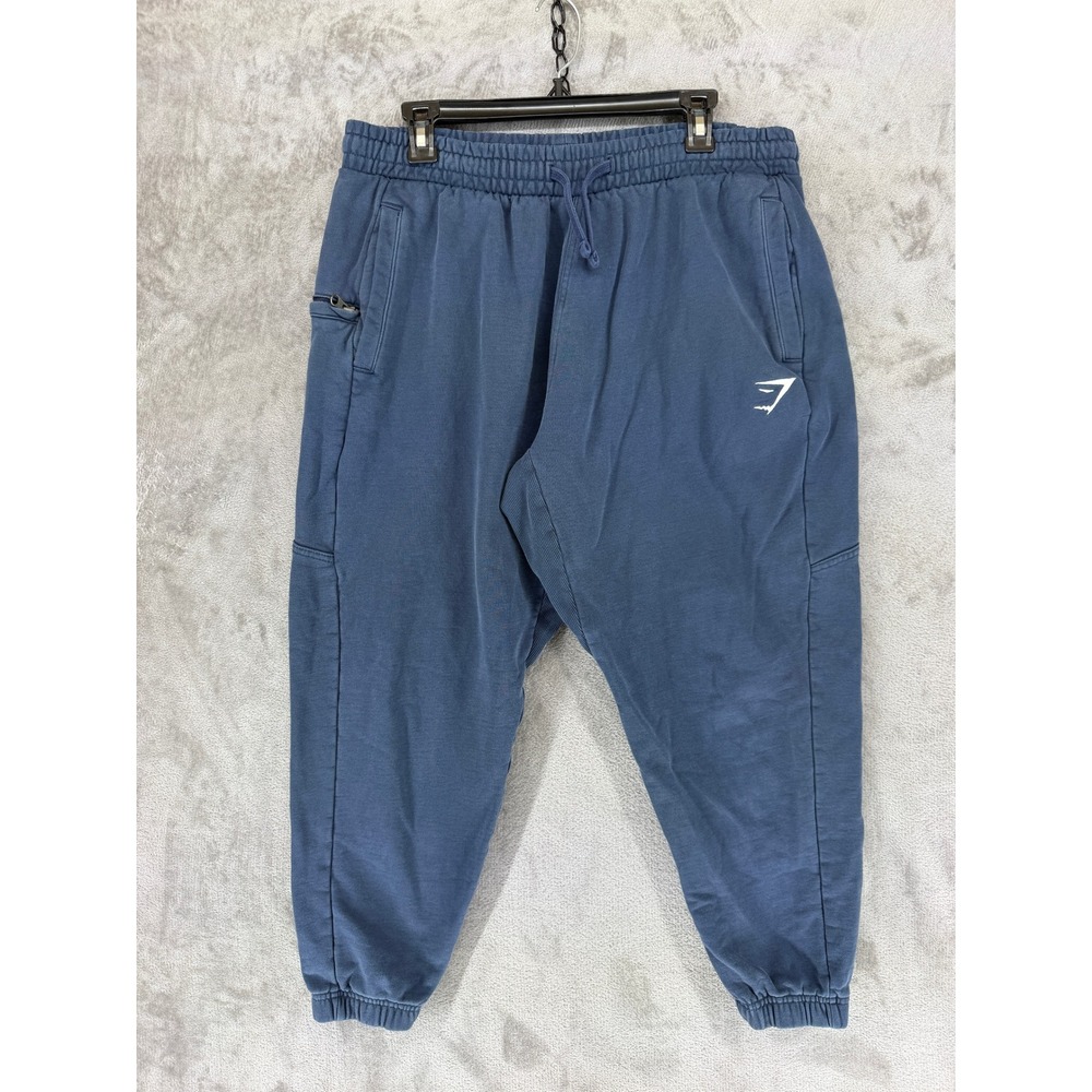 Gymshark Mens Crest Joggers Navy Blue Tapered Fleece Sweatpants Large A2A2X